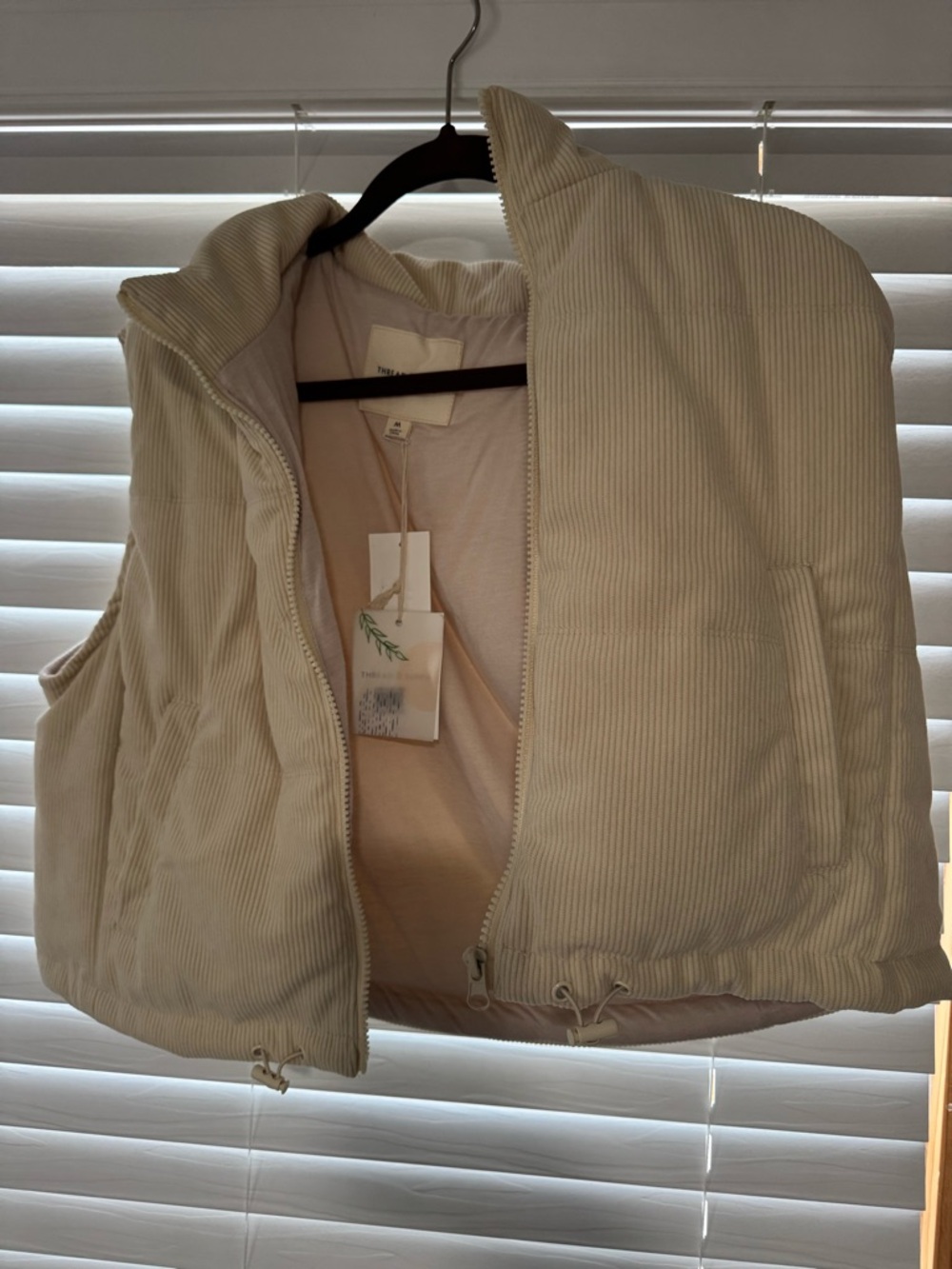 Thread & Supply Ivory Corduroy Puffer Vest